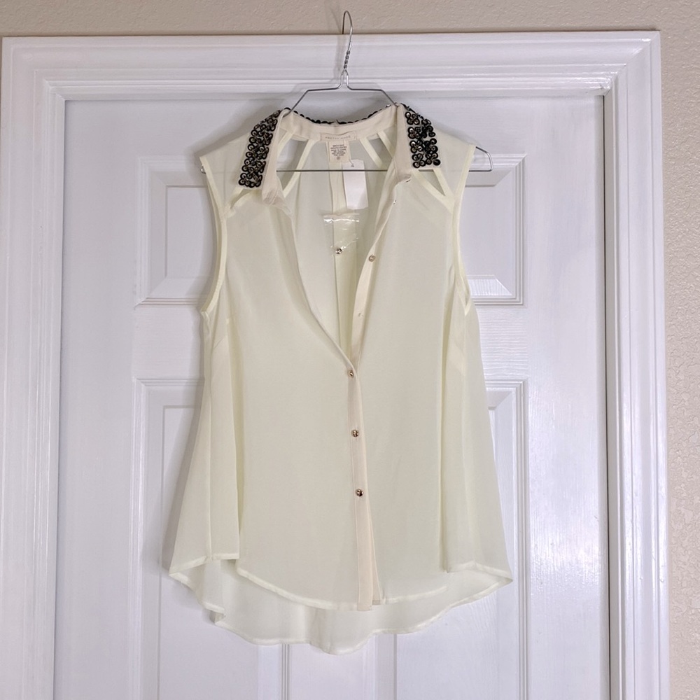 Pretty Good Brand, cream blouse, size M